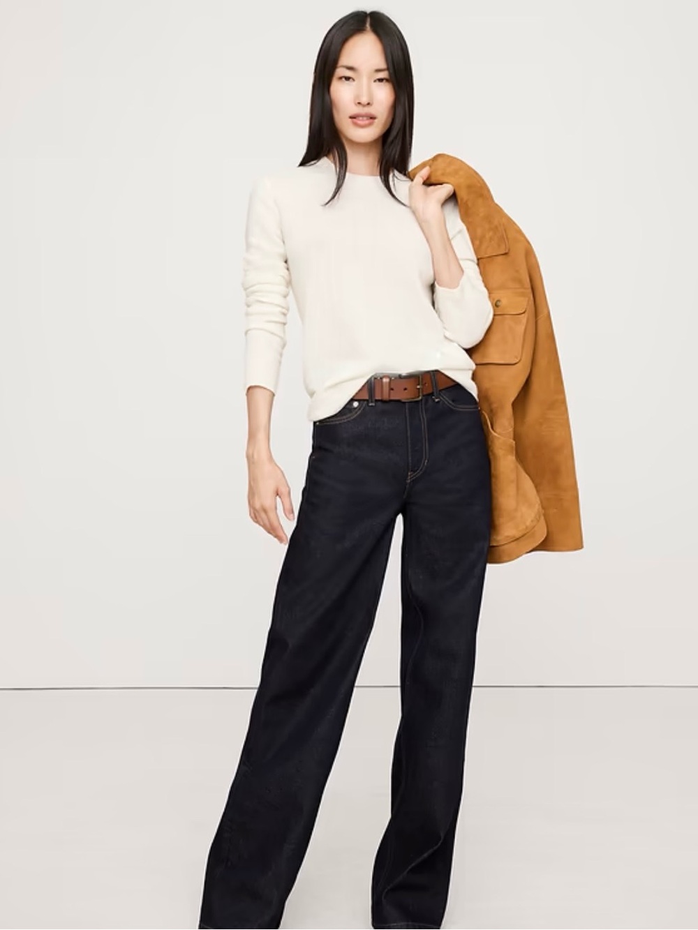 Banana Republic Merino Wool Lightweight Summer Sweater in Cream